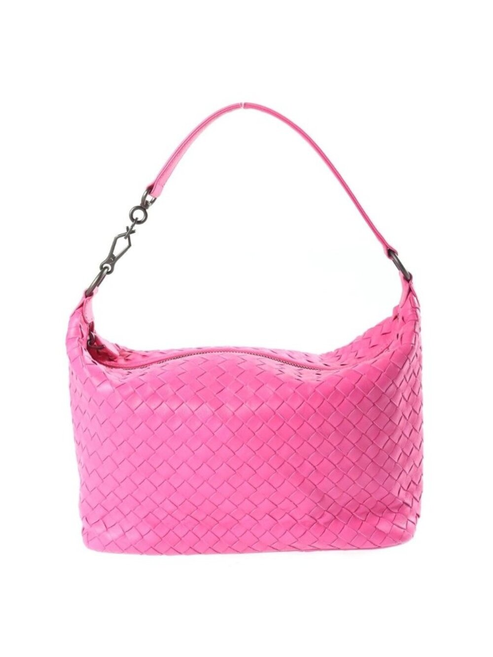 Bottega Veneta Intrecciato Zip Hobo Handbag Pink Leather